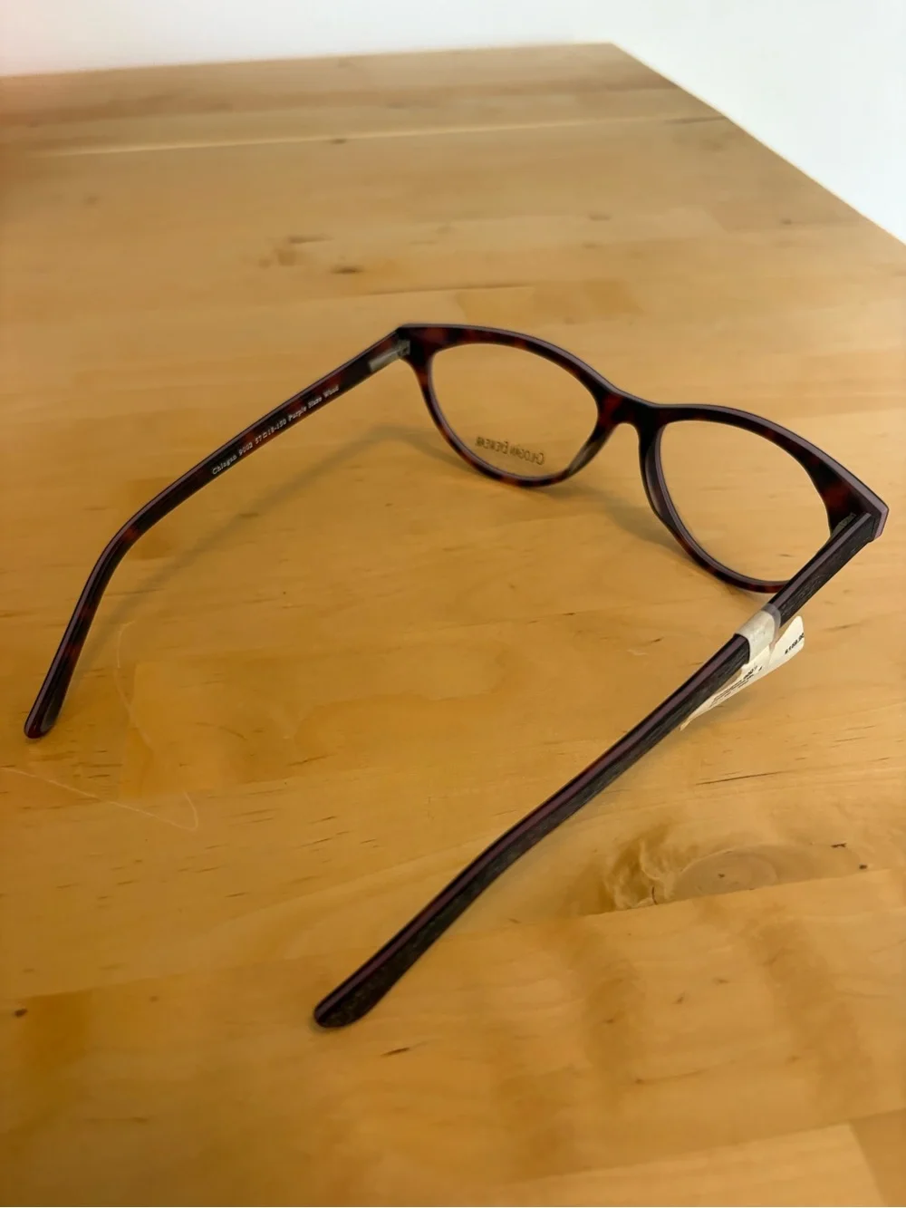 Chlogan Eyewear Round Woodgrain Eyeglasses Purple Brown Haze 9002 57-18-150 NWT